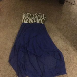 Blue High-Low Pattern Dress
